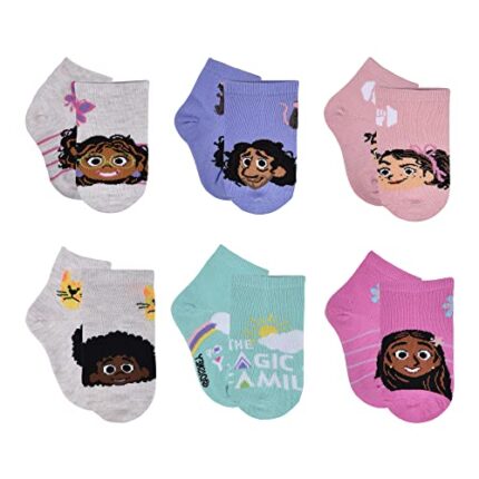 Encanto Girl's 6-Pack Magic of Family Quarter Socks, Ivory Heather, 2T-4T
