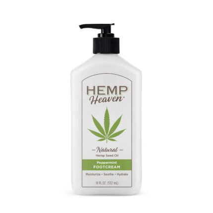 Hemp Heaven Peppermint Foot Cream Infused with Hemp Seed Oil - Hydrating Care for Dry Cracked Feet - 18oz